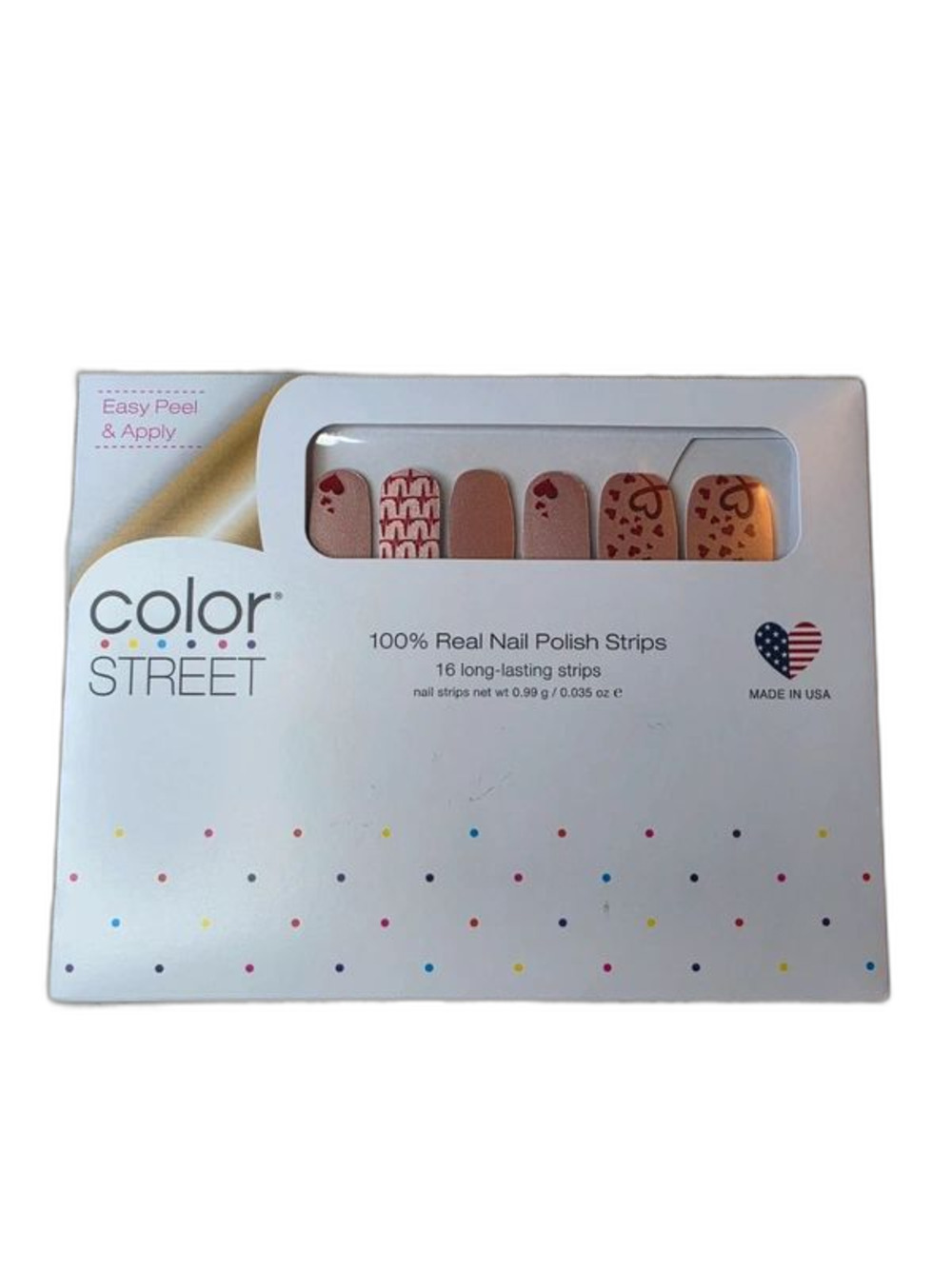 Color Street Nail Polish Strips - Helping Hearts Nude & Red Heart Design